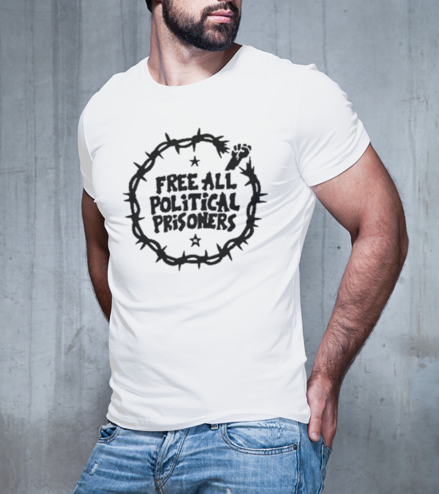 Liberation Free All Political Prisoners Barbed Wire Fist T-Shirt