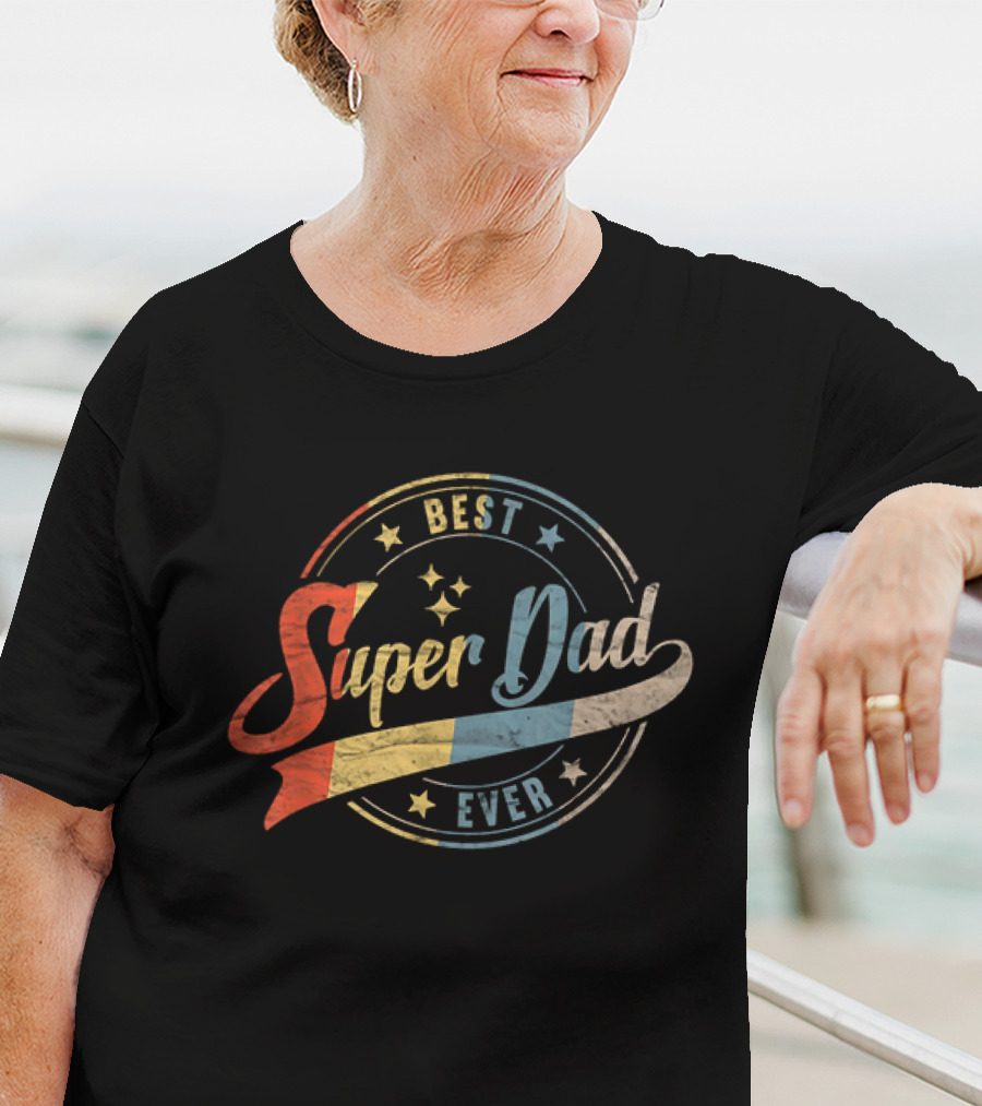 Best Dad Super Dad Ever Retro Father's Day T-Shirt