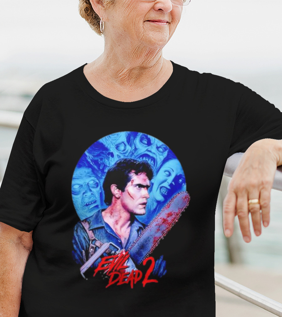 Evil Dead 2 Main Character Chainsaw Fight With Zombies T-Shirt
