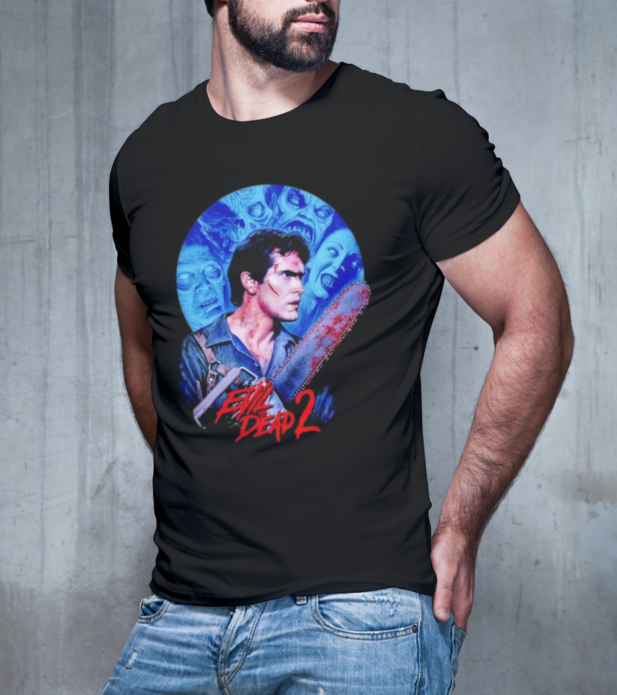 Evil Dead 2 Main Character Chainsaw Fight With Zombies T-Shirt