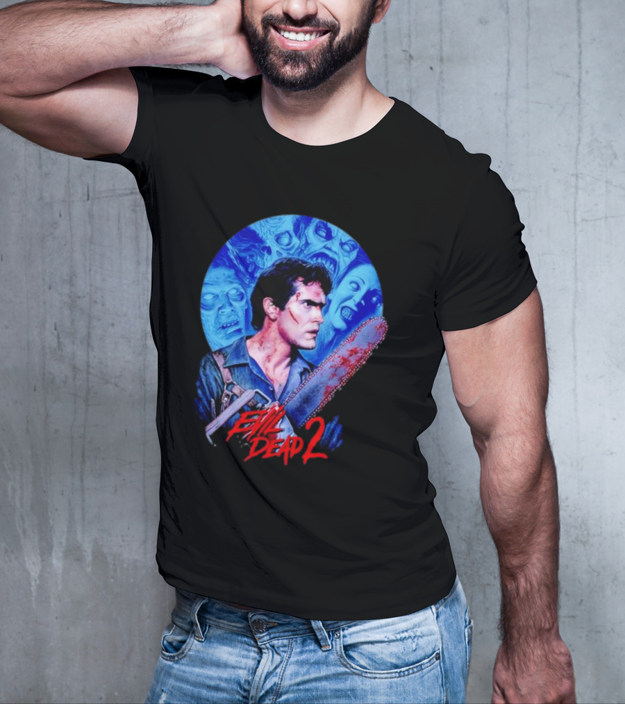Evil Dead 2 Main Character Chainsaw Fight With Zombies T-Shirt
