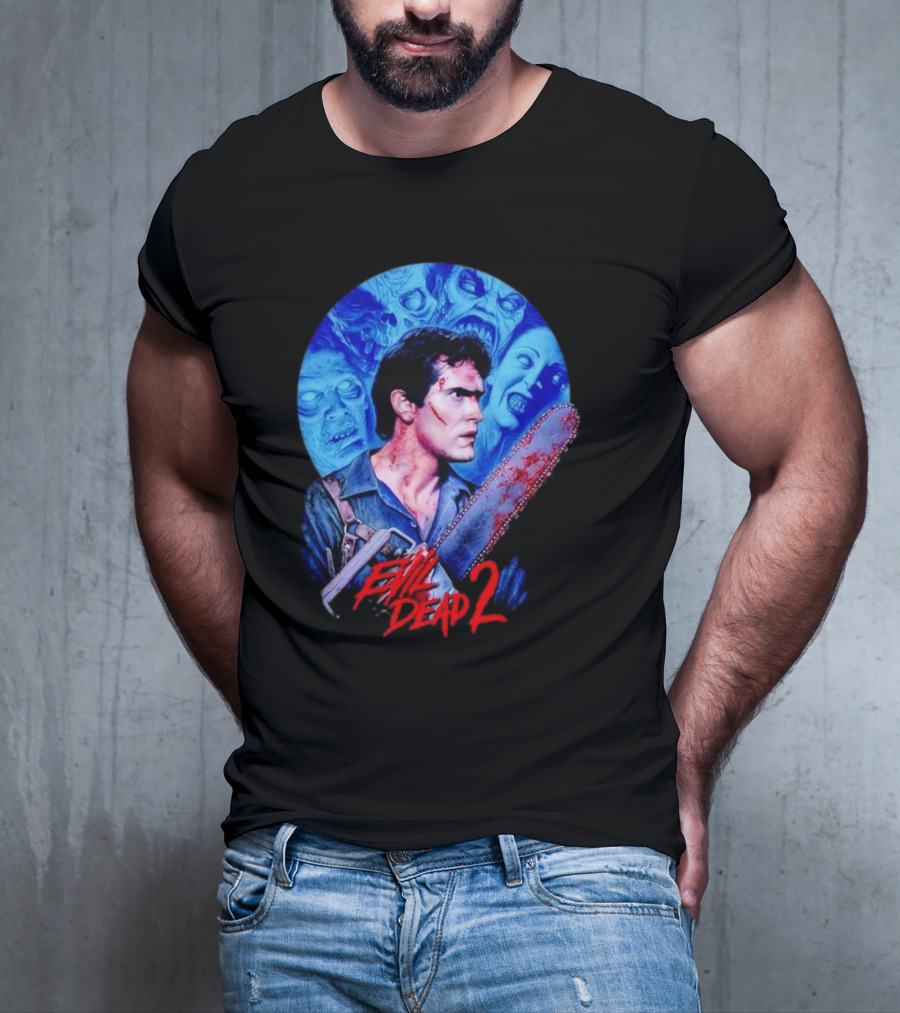 Evil Dead 2 Main Character Chainsaw Fight With Zombies T-Shirt