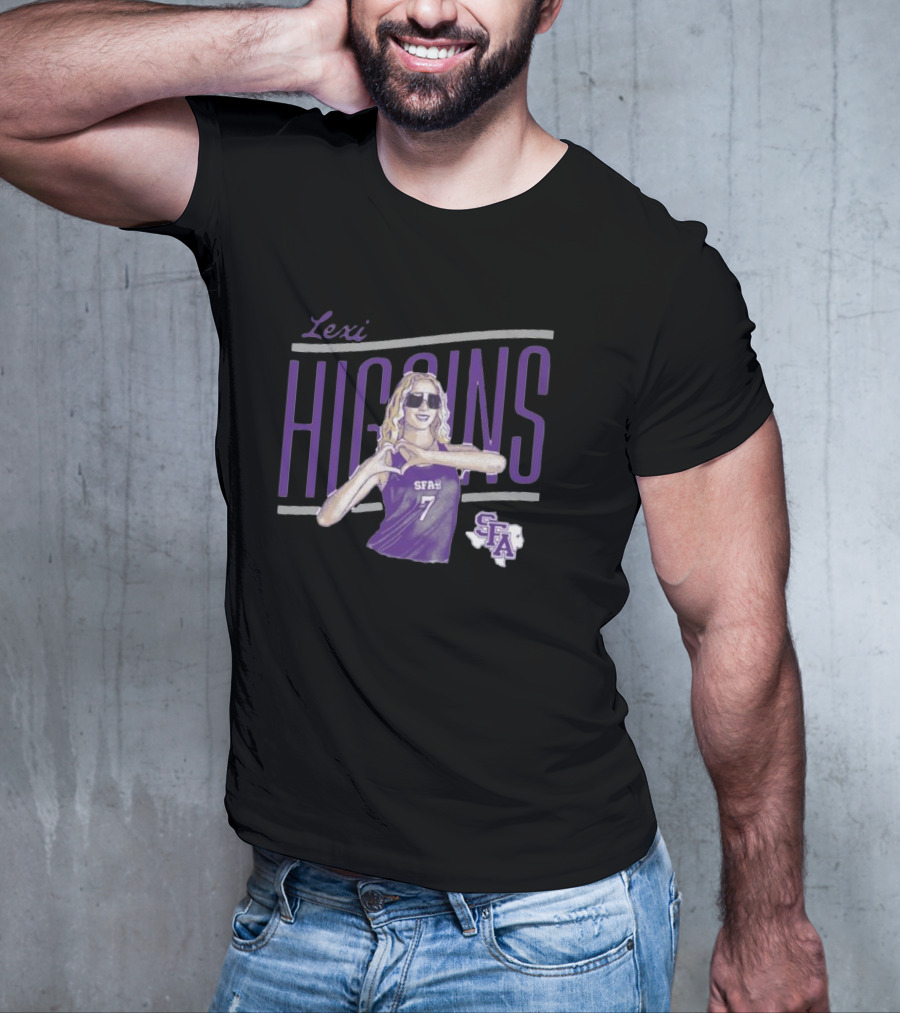 Lexi Higgins SFASU Volleyball Player Number 7 With Sunglasses And Heart Gesture T-Shirt