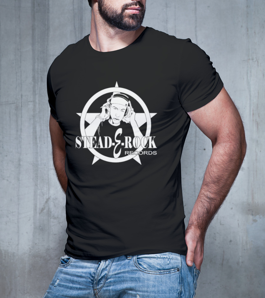 Stead E Rock Records Erockalipse DJ Headphones Star Emblem T-Shirt