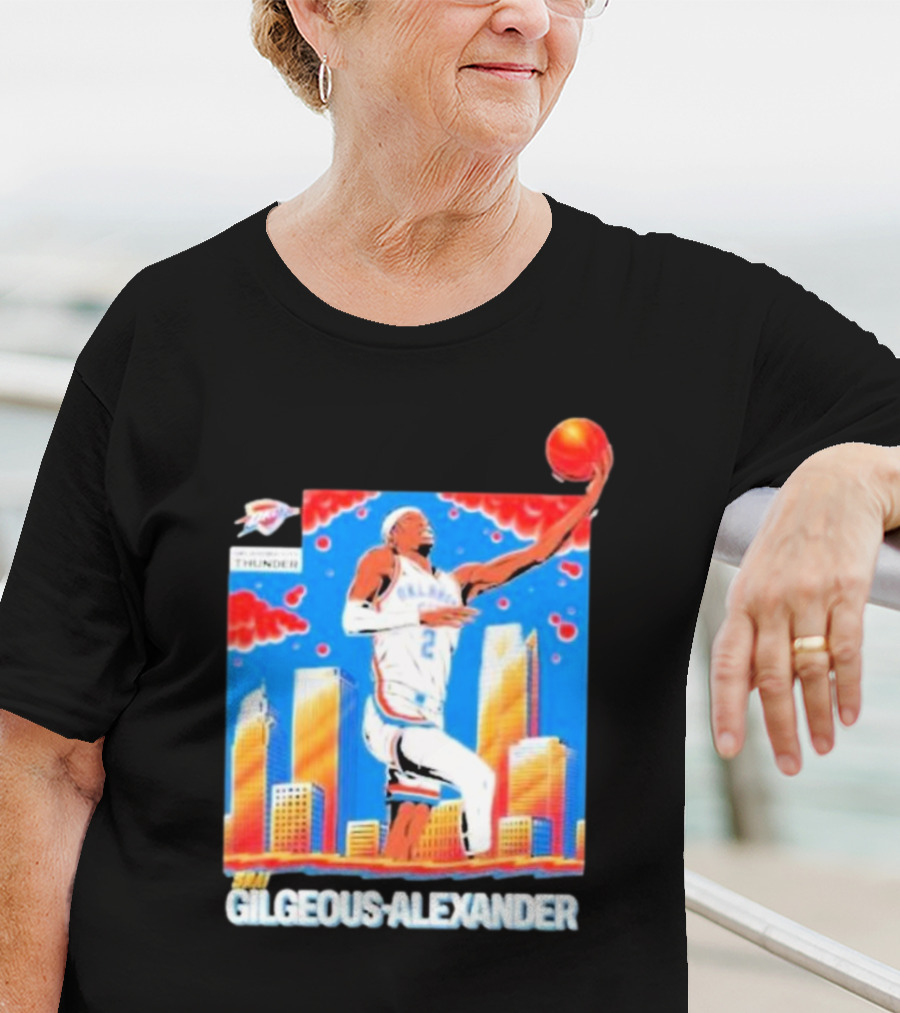 Thunder Basketball Hero Gilgeous-Alexander Skyline Dunk T-Shirt