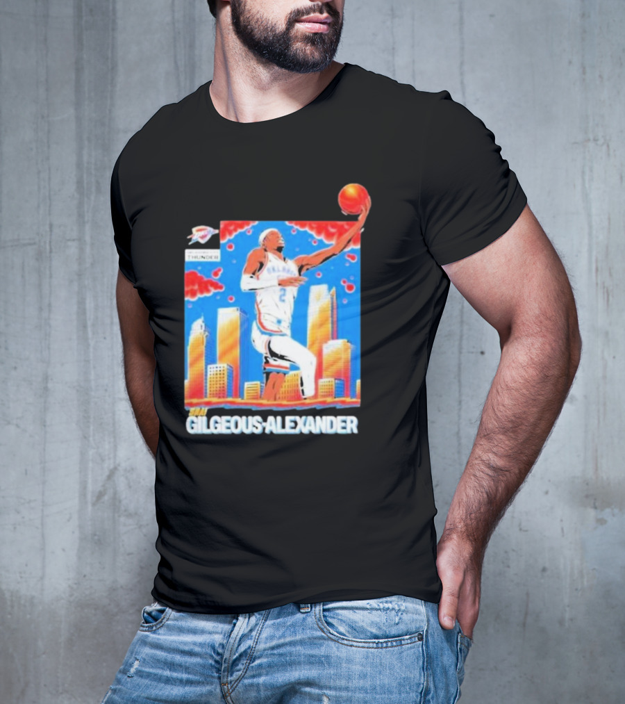 Thunder Basketball Hero Gilgeous-Alexander Skyline Dunk T-Shirt