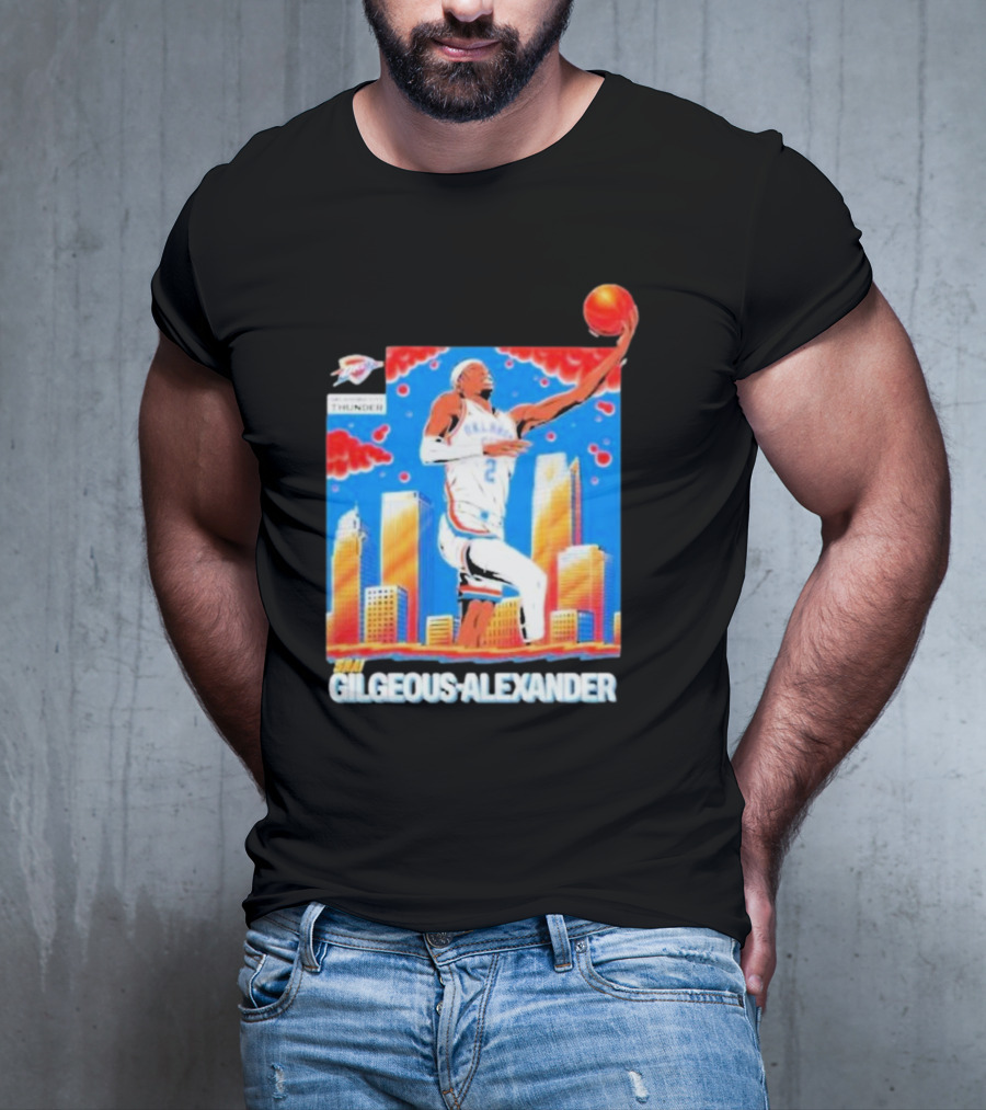 Thunder Basketball Hero Gilgeous-Alexander Skyline Dunk T-Shirt