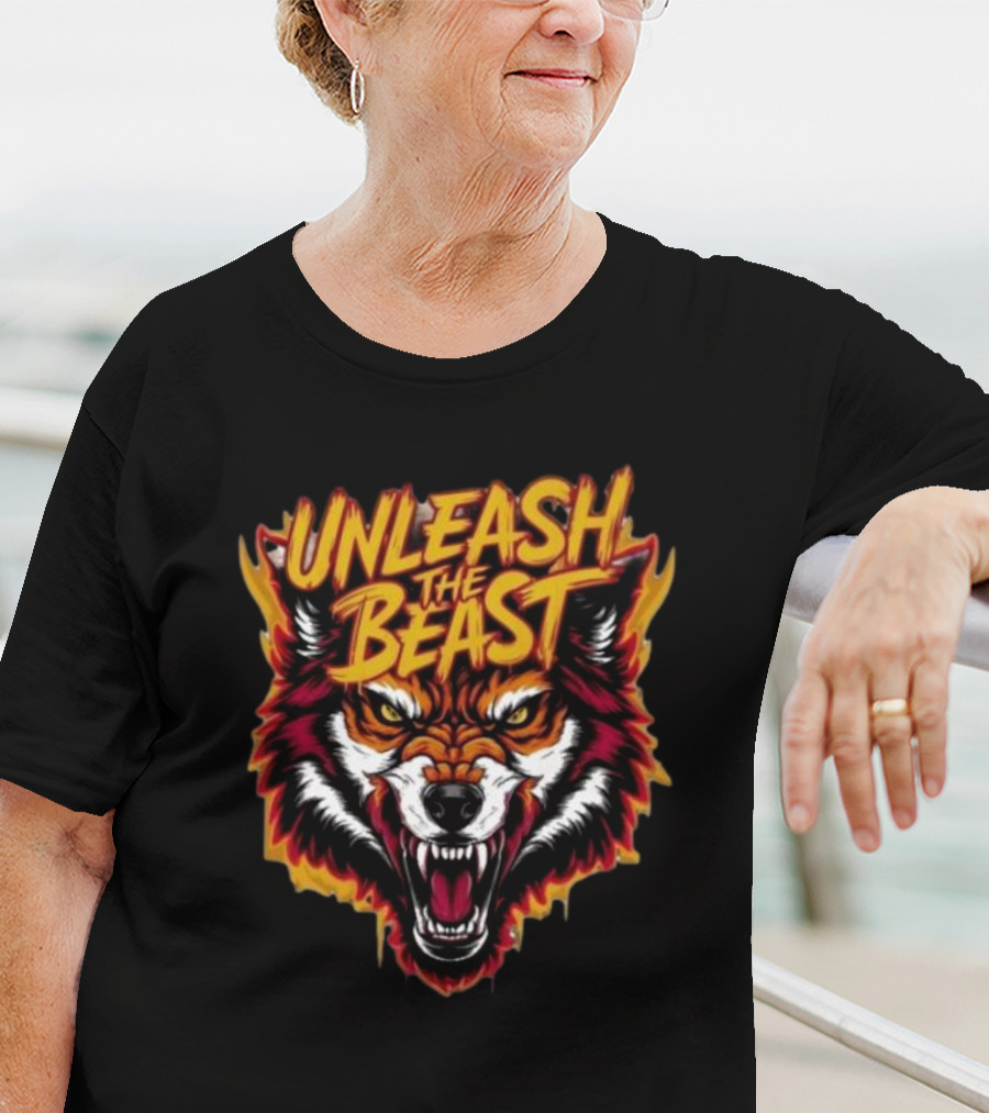 Unleash The Beast Wolf Head Fire T-Shirt