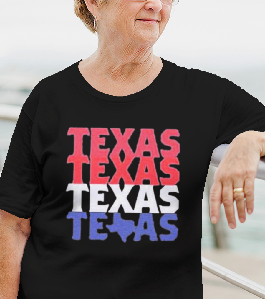 Texas Texas Texas Texas Map Red White Blue T-Shirt