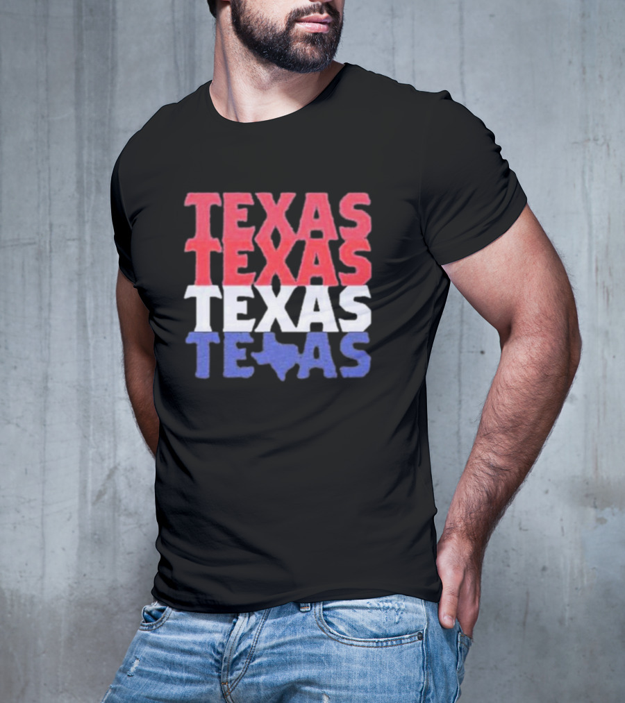 Texas Texas Texas Texas Map Red White Blue T-Shirt