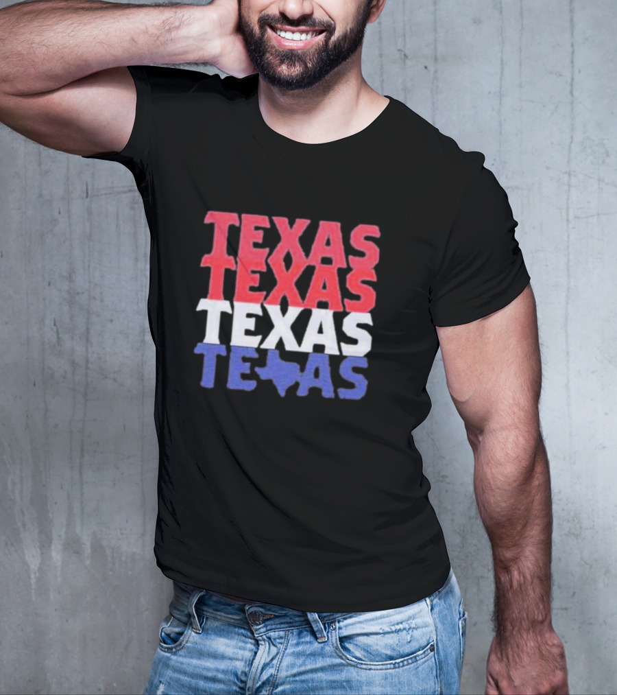Texas Texas Texas Texas Map Red White Blue T-Shirt