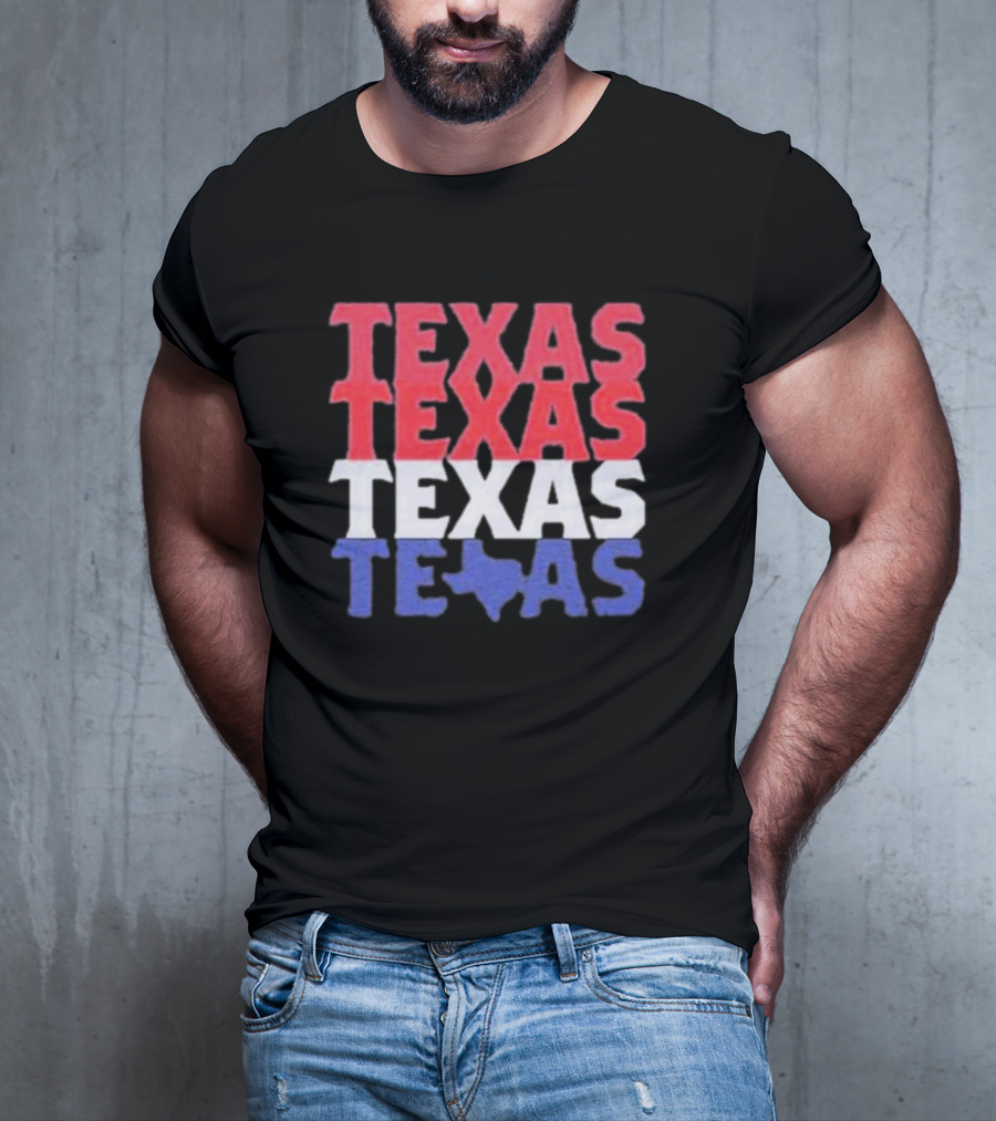 Texas Texas Texas Texas Map Red White Blue T-Shirt