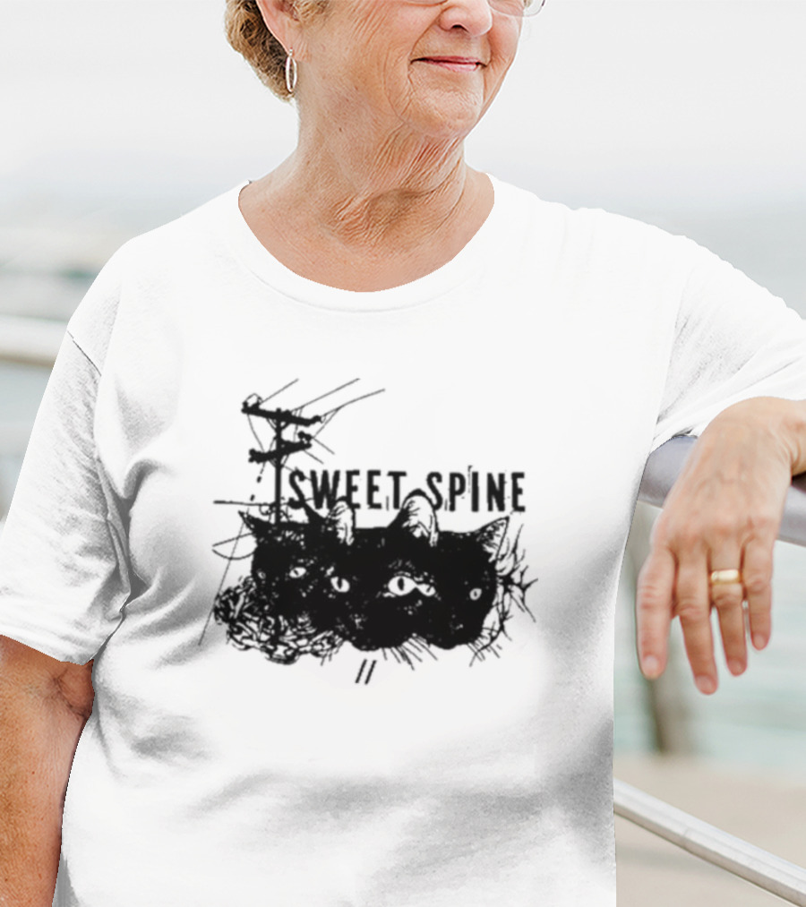 Sweet Spine 3 Headed Cat Dark T-Shirt