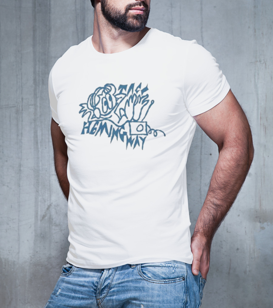 Taco Hemingway Blue Sketch Art With Music And Text Elements T-Shirt