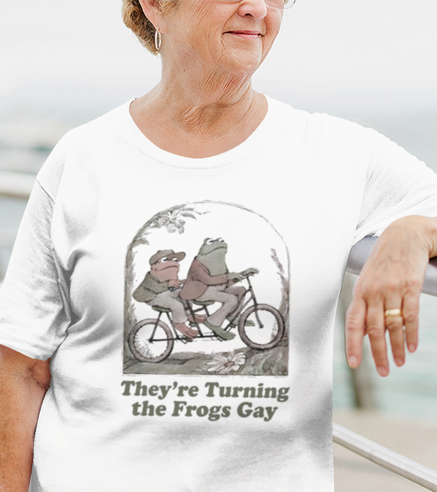 Frog Friends Riding A Bicycle Adventure: They're Turning The Frogs Gay T-Shirt