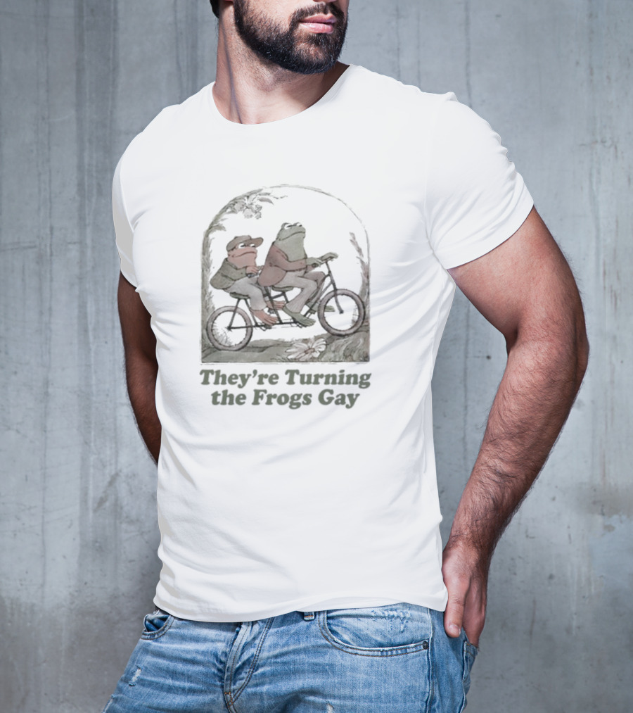 Frog Friends Riding A Bicycle Adventure: They're Turning The Frogs Gay T-Shirt