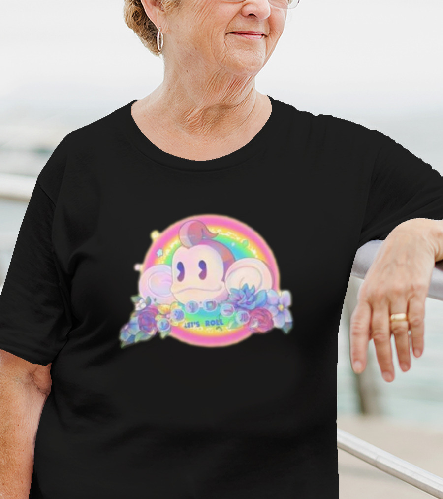 Quit Monkeying Around Let's Roll With Rainbow Monkey And Flowers T-Shirt
