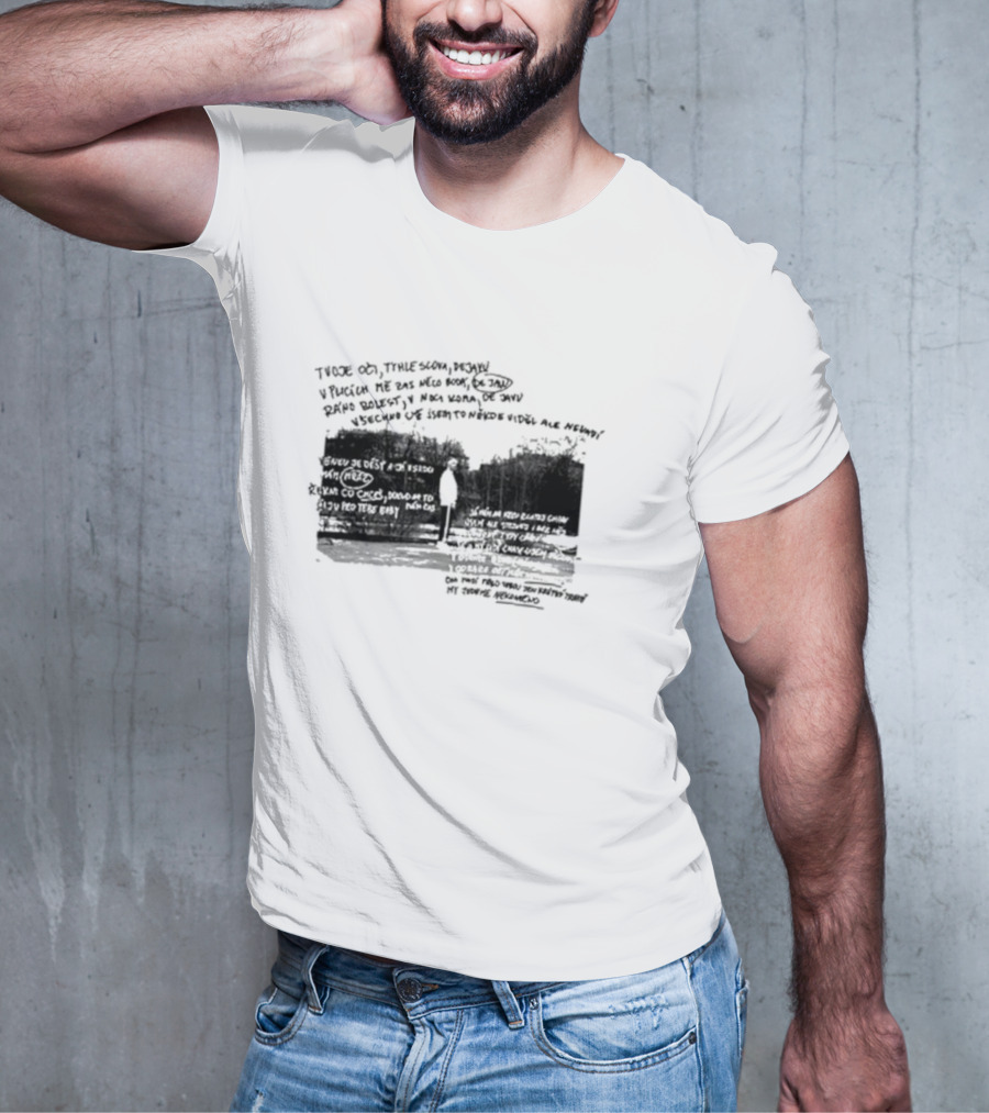 Viktor Sheen Černobílej Svět Text Illustration With Trees And Figure T-Shirt