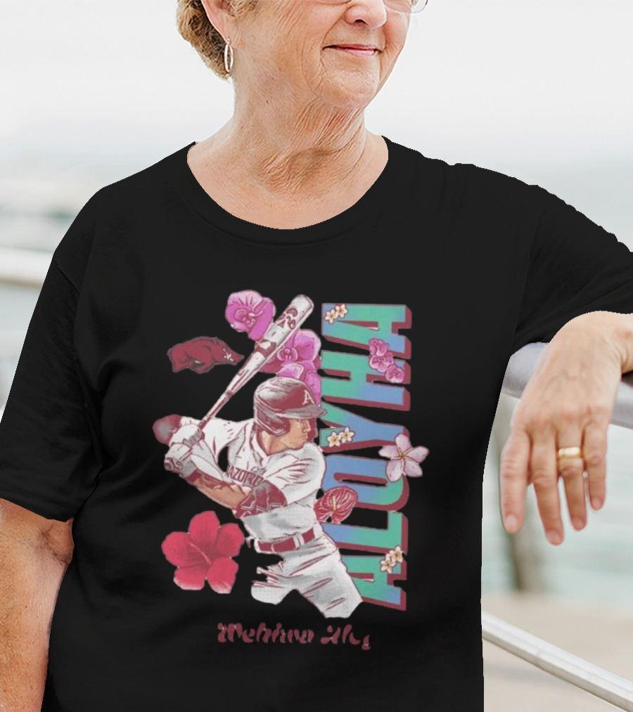 Wehiwa Aloyha Aloy Arkansas Baseball Flowers T-Shirt