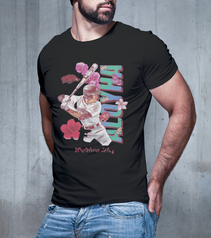 Wehiwa Aloyha Aloy Arkansas Baseball Flowers T-Shirt