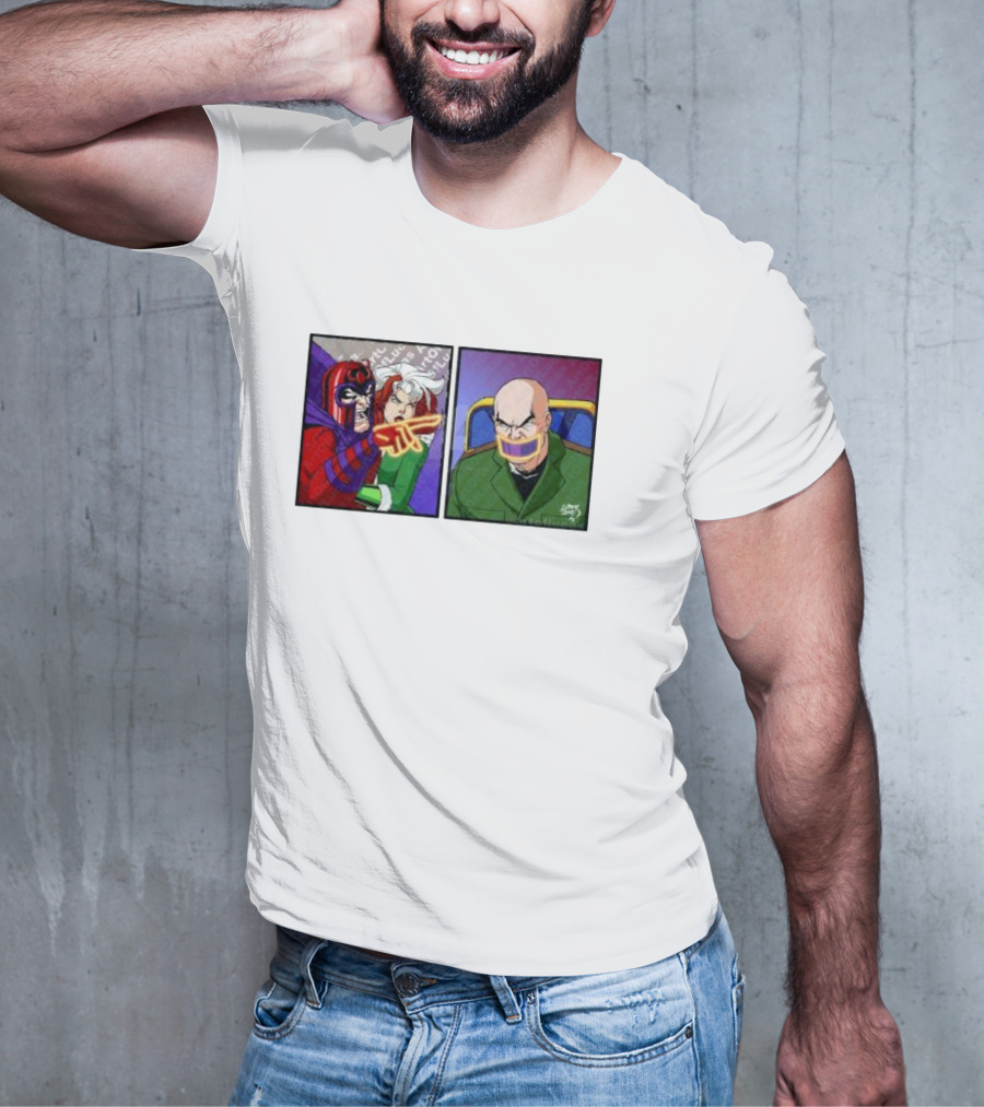 Magneto And Xavier Meme Panel With Pointing Gesture T-Shirt
