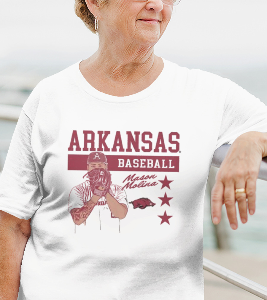 Arkansas Baseball Mason Molina Signature Pig Stars T-Shirt