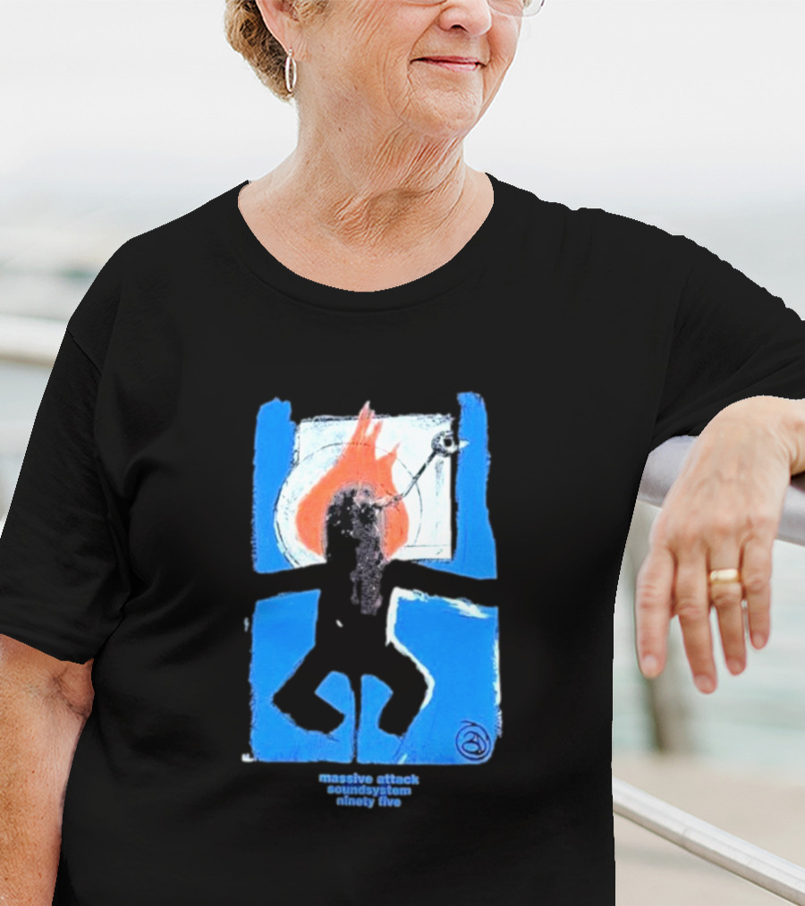 Massive Attack Soundsystem Ninety Five Fire Silhouette Blue Frame T-Shirt