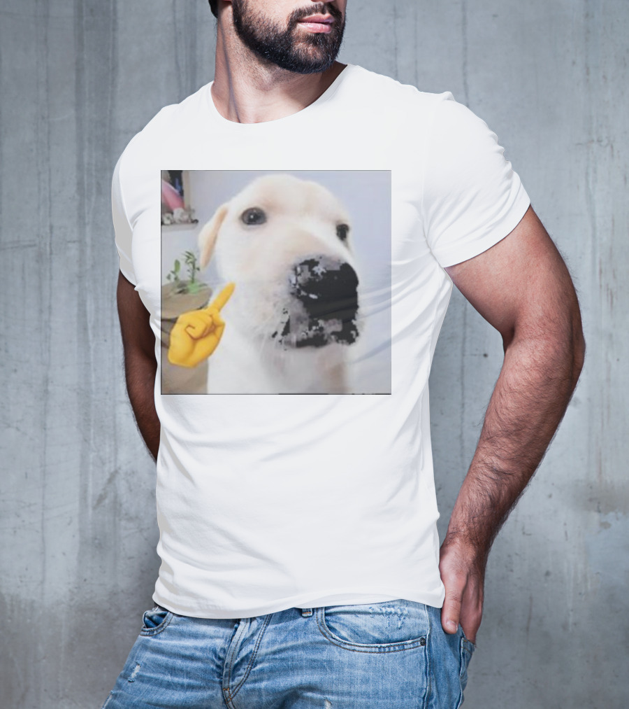 Mewing Cringe Cute Dog Meme Emoji Interaction T-Shirt