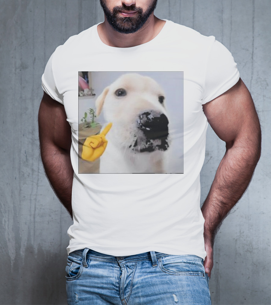 Mewing Cringe Cute Dog Meme Emoji Interaction T-Shirt
