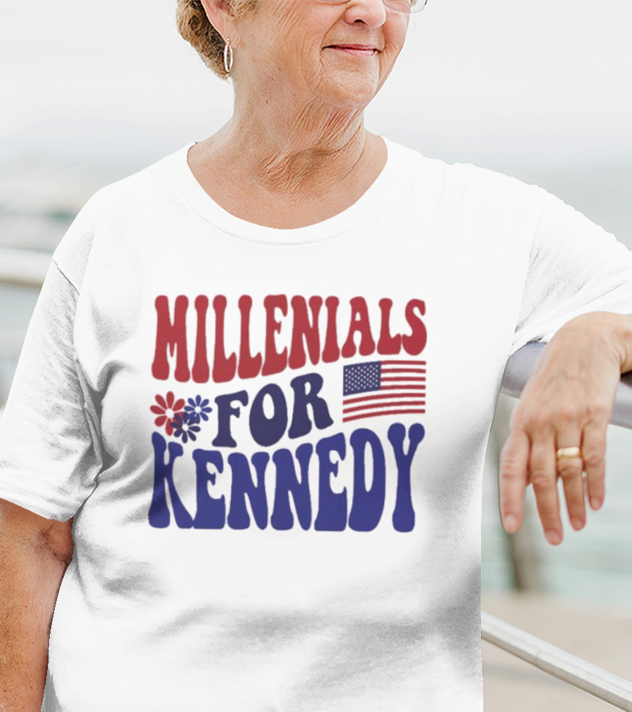Millennials For Kennedy American Flag Flower Power T-Shirt