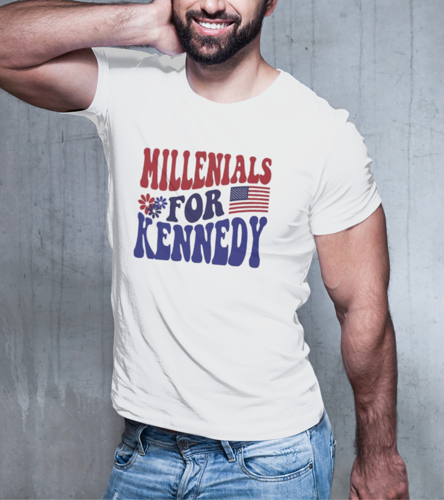 Millennials For Kennedy American Flag Flower Power T-Shirt