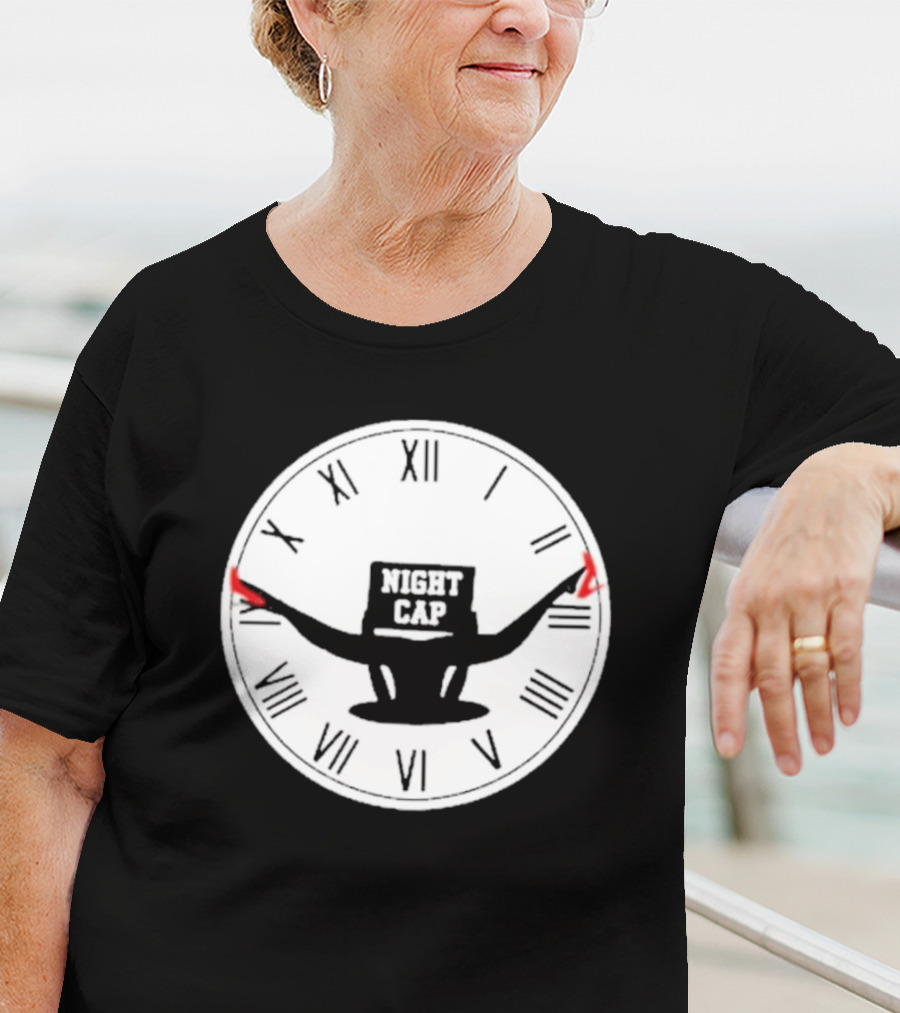 Night Cap Clock Roman Numerals Quarter To Three T-Shirt