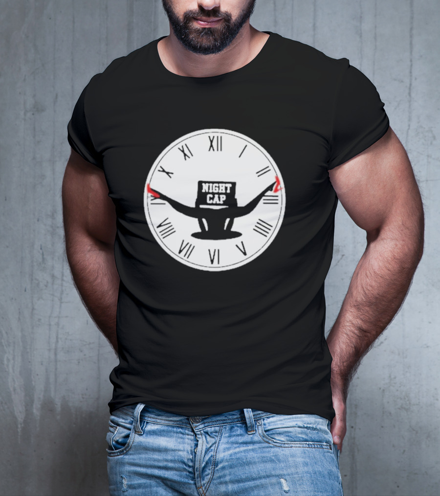 Night Cap Clock Roman Numerals Quarter To Three T-Shirt
