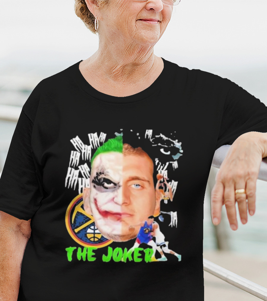 Nikola Jokic The Joker Face Featuring Denver Nuggets Basketball References T-Shirt