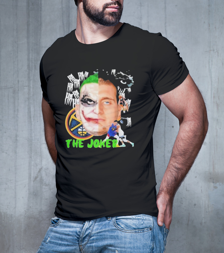 Nikola Jokic The Joker Face Featuring Denver Nuggets Basketball References T-Shirt