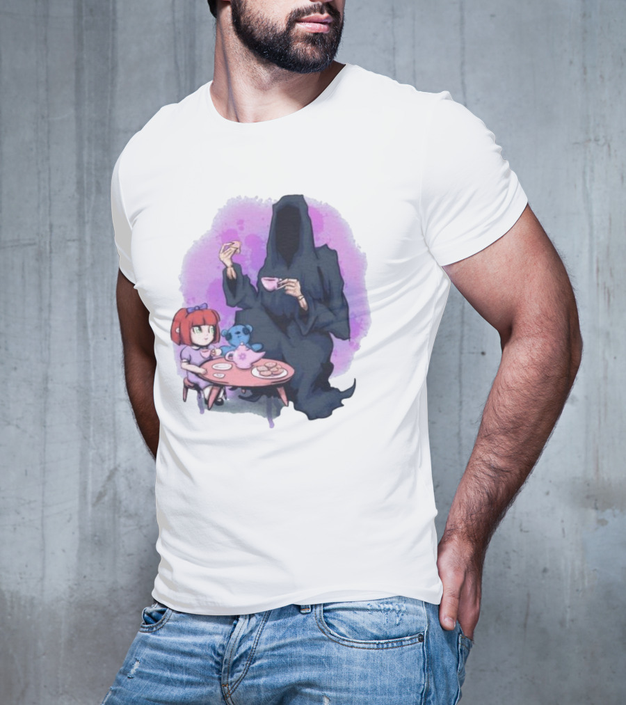 Tea Party With Grim Reaper And Little Girl T-Shirt