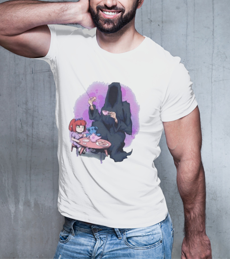 Tea Party With Grim Reaper And Little Girl T-Shirt