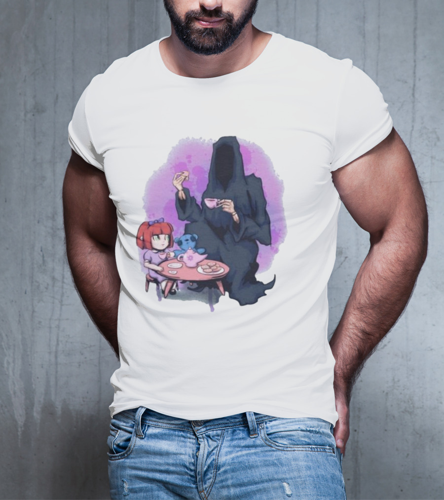 Tea Party With Grim Reaper And Little Girl T-Shirt