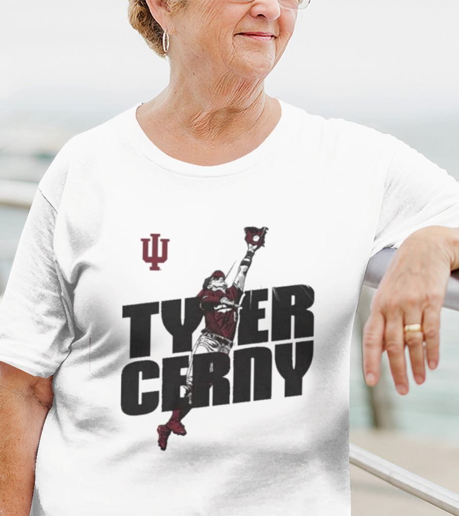 Tyler Cerny Baseball Indiana University Jumping Catch T-Shirt