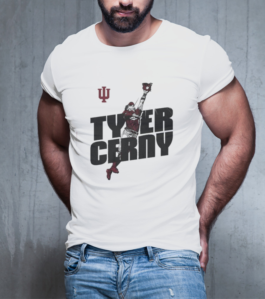 Tyler Cerny Baseball Indiana University Jumping Catch T-Shirt