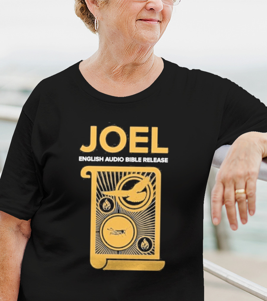 JOEL English Audio Bible Release Scroll Locust Bird Flame Icons T-Shirt