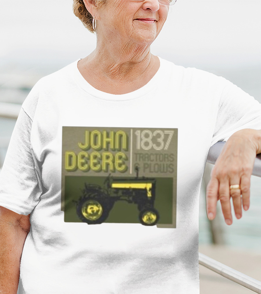 John Deere 1837 Tractors Plows Vintage Logo With Green Tractor Iconic T-Shirt