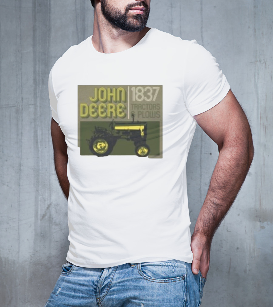 John Deere 1837 Tractors Plows Vintage Logo With Green Tractor Iconic T-Shirt