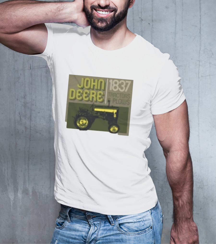 John Deere 1837 Tractors Plows Vintage Logo With Green Tractor Iconic T-Shirt