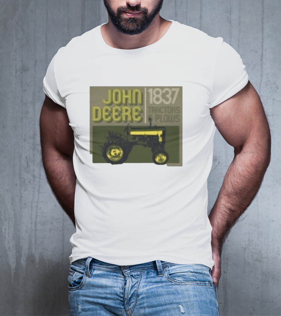 John Deere 1837 Tractors Plows Vintage Logo With Green Tractor Iconic T-Shirt