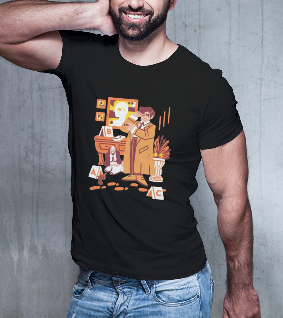 Just One More Thing Columbo Detective Classic Scene With Dog And ABC Cards T-Shirt