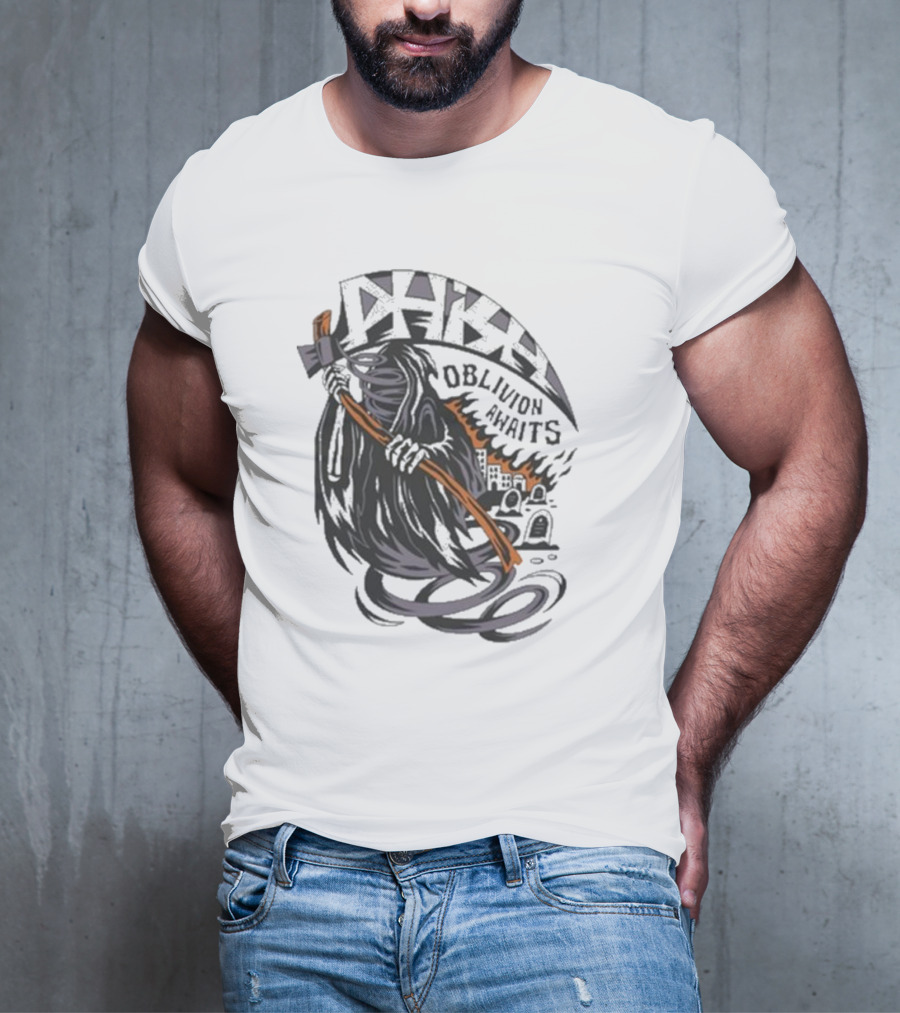 Phish Oblivion Awaits Grim Reaper With Scythe And Graveyard Scene T-Shirt