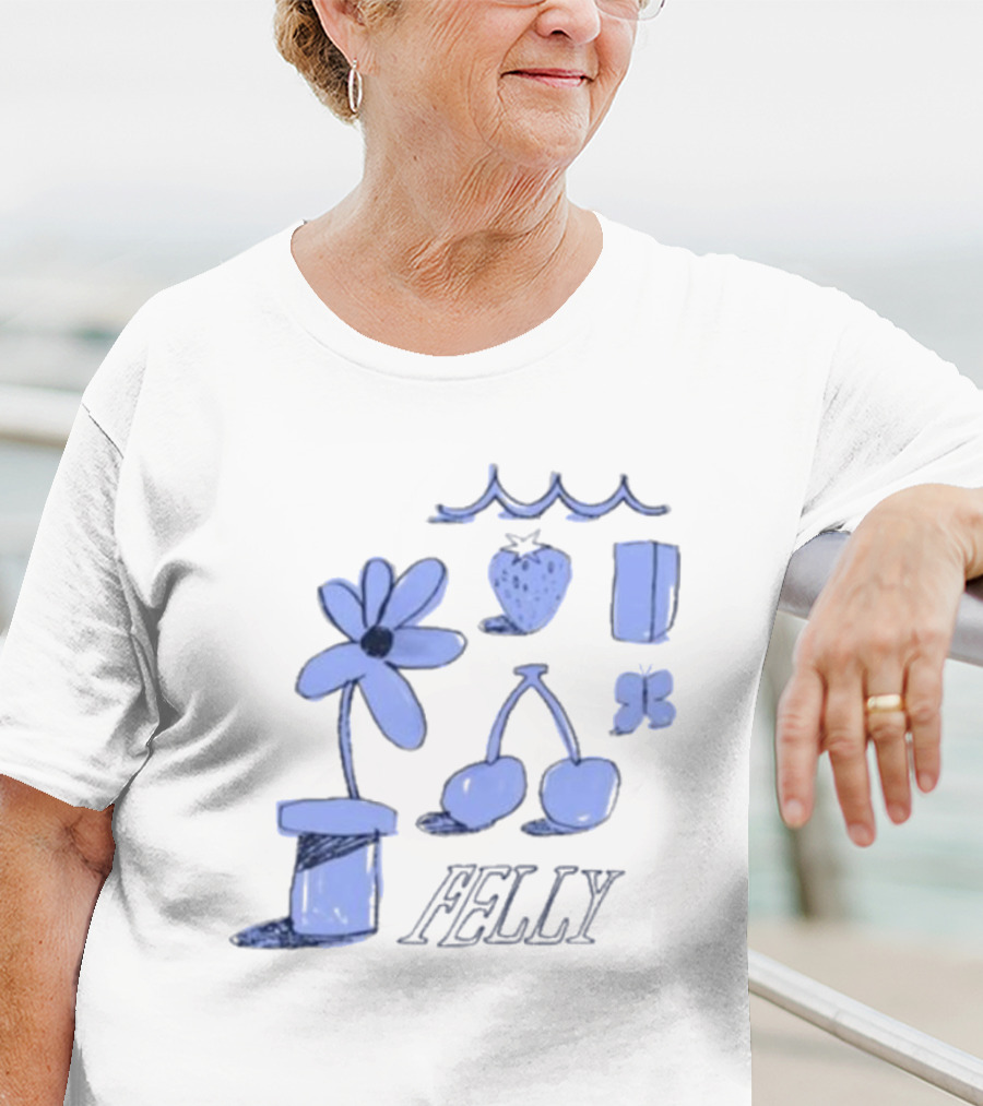 Felly Flower Heart Cherry Butterfly Wavy T-Shirt