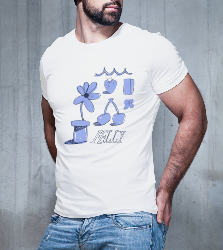 Felly Flower Heart Cherry Butterfly Wavy T-Shirt