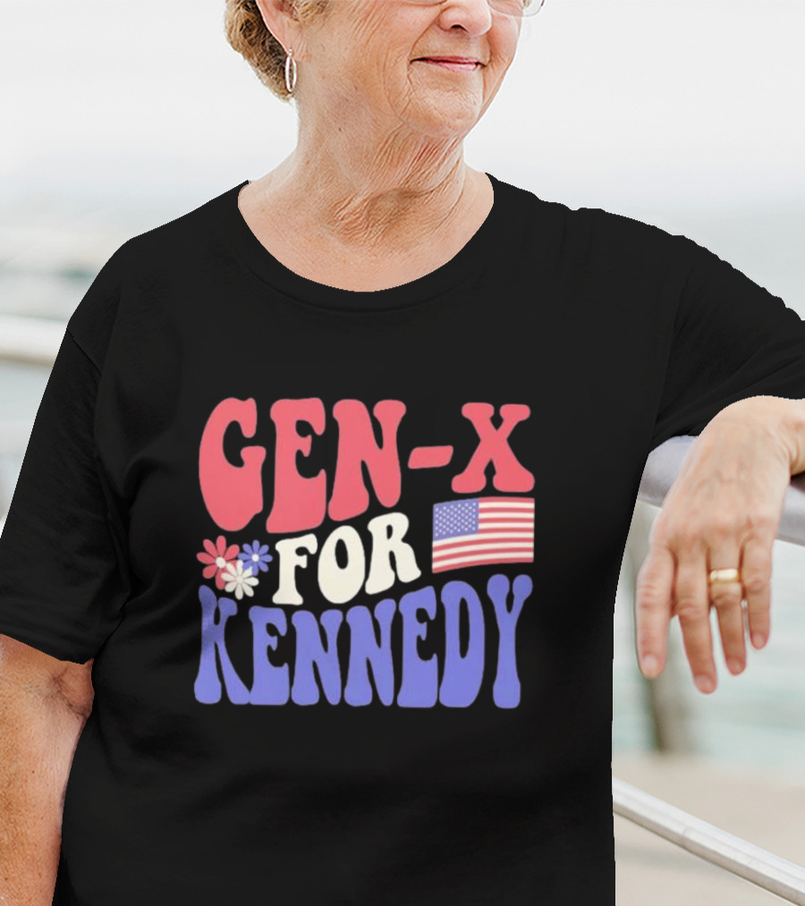 Gen-X For Kennedy American Flag Flower Power T-Shirt